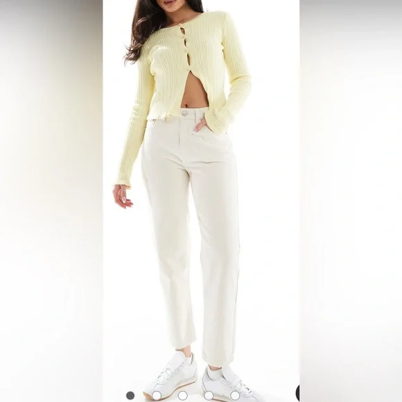 Pull&Bear Jeans Pull Bear Mom Jeans Ecru Cotton Pocket